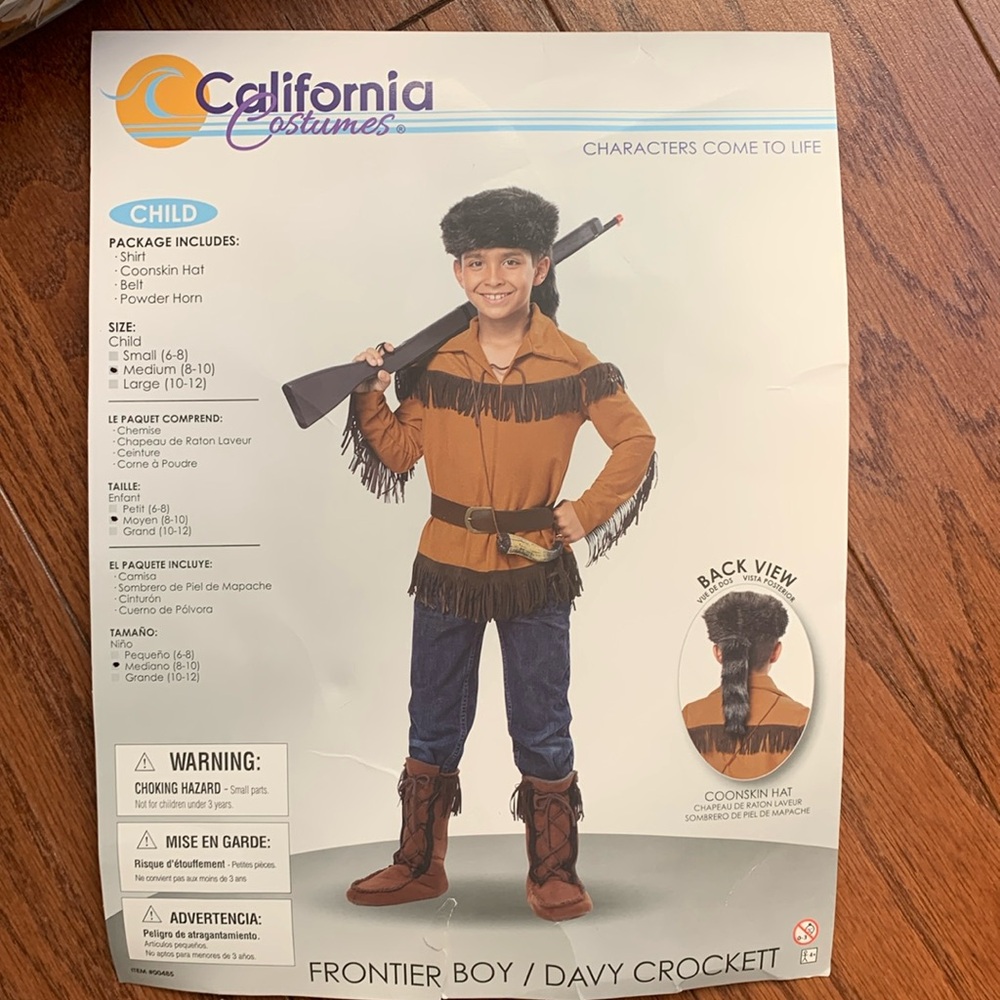 Davy Crockett Costume Medium 8-10